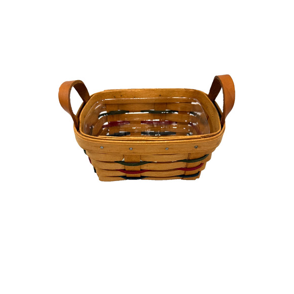 1995 Longaberger Woven Traditions Tea Basket w/Protector 7"L x 5"W x 3.5"H - Picture 1 of 4